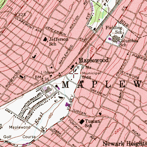 Topographic Map of Maplewood, NJ