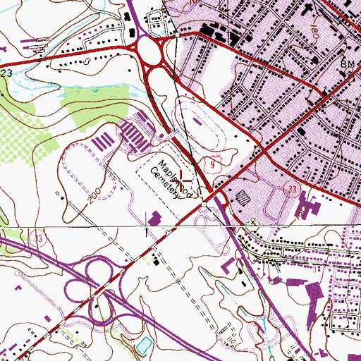 Topographic Map of Maplewood Cemetery, NJ