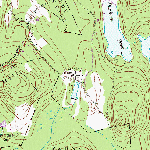 Topographic Map of Marcella Cemetery, NJ