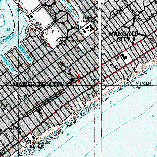 Topographic Map of Margate City, NJ
