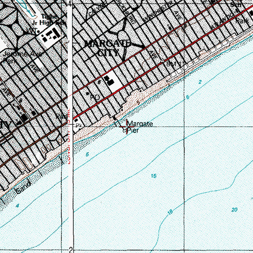 Topographic Map of Margate Pier, NJ
