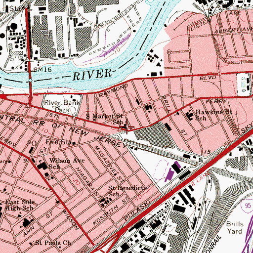 Topographic Map of Market Street School, NJ