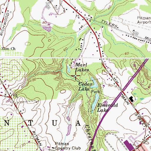 Topographic Map of Marl Lakes, NJ