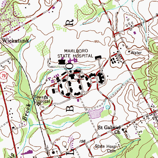 Topographic Map of Marlboro State Hospital, NJ