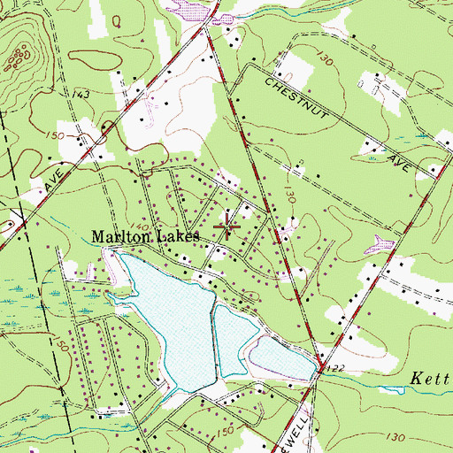 Topographic Map of Marlton Lakes, NJ