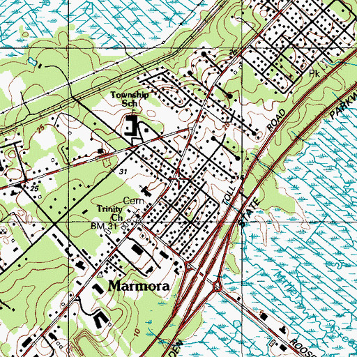 Topographic Map of Marmora, NJ