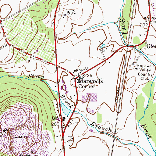 Topographic Map of Marshalls Corner, NJ