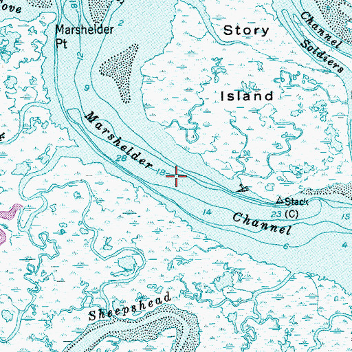 Topographic Map of Marshelder Channel, NJ