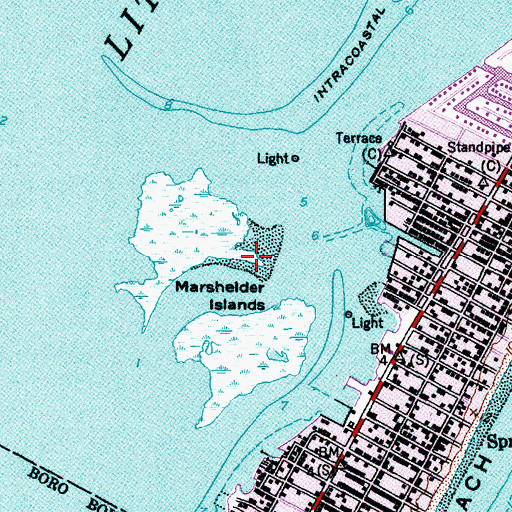 Topographic Map of Marshelder Islands, NJ