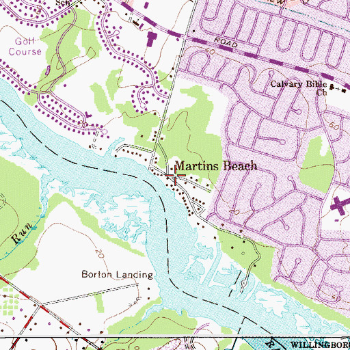 Topographic Map of Martins Beach, NJ