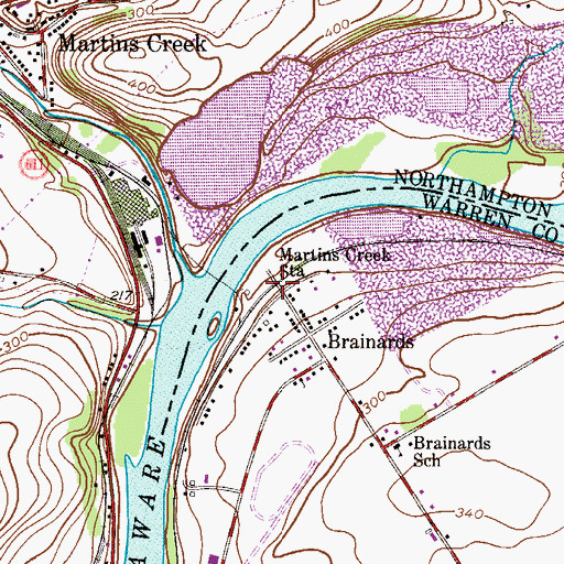 Topographic Map of Martins Creek Station, NJ