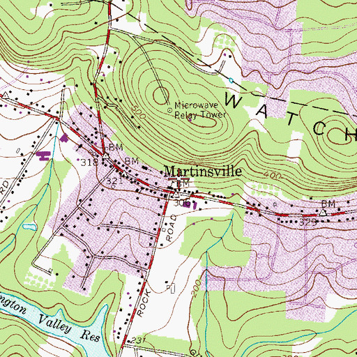 Topographic Map of Martinsville, NJ