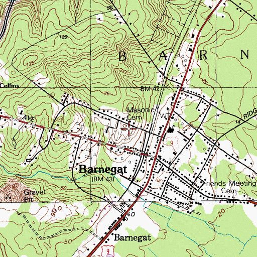 Topographic Map of Barnegat Memorial Cemetery, NJ