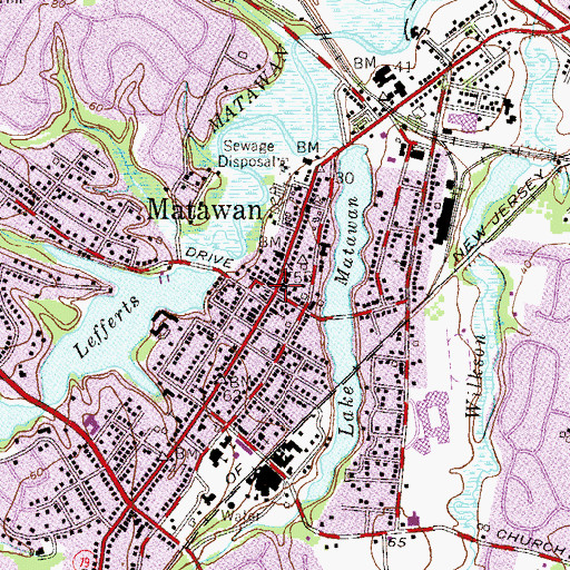 Topographic Map of Matawan, NJ