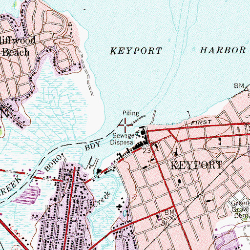 Topographic Map of Matawan Creek, NJ