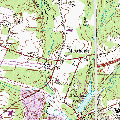 Topographic Map of Matthews, NJ