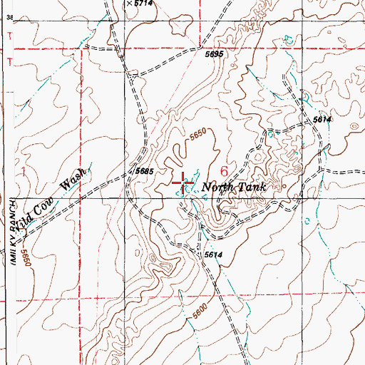 Topographic Map of North Tank, AZ