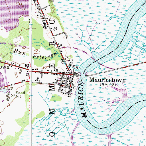 Topographic Map of Mauricetown, NJ