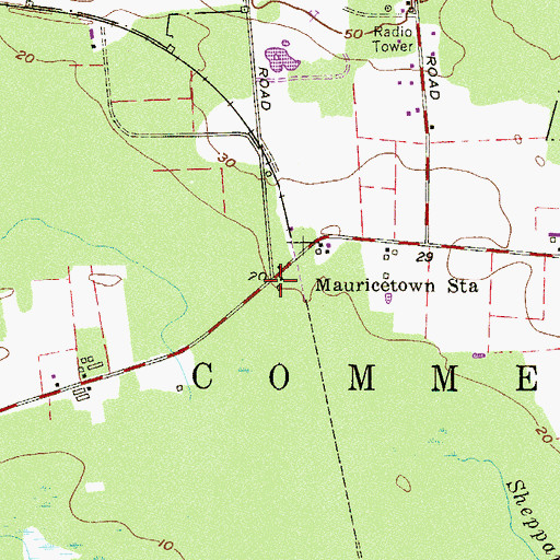 Topographic Map of Mauricetown Station, NJ