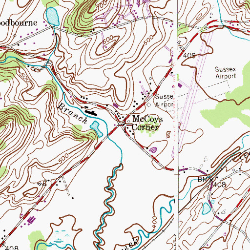 Topographic Map of McCoys Corner, NJ