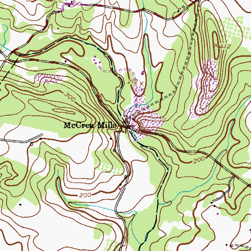 Topographic Map of McCrea Mills, NJ