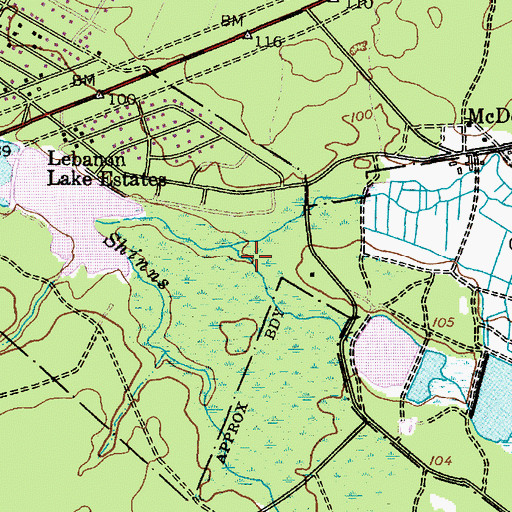 Topographic Map of McDonalds Branch, NJ