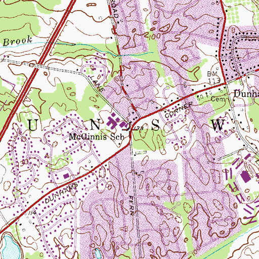 Topographic Map of McGinnis School, NJ
