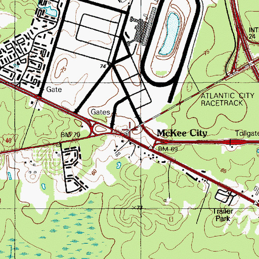 Topographic Map of McKee City, NJ