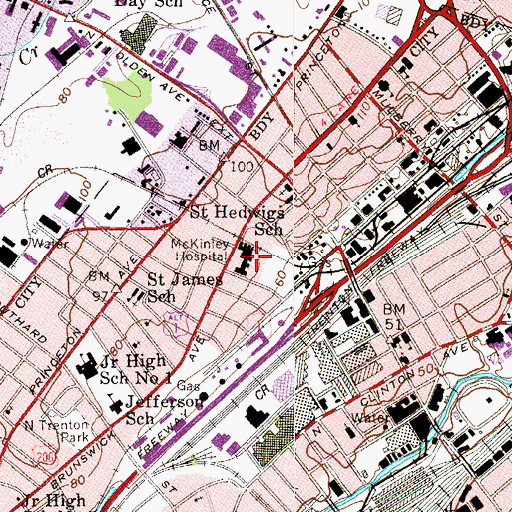 Topographic Map of Capital Health System Regional Medical Center, NJ