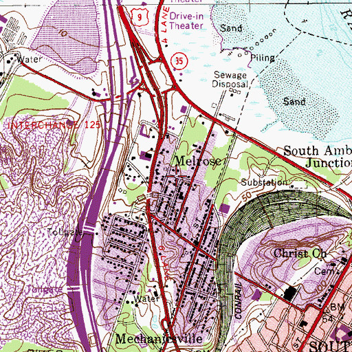 Topographic Map of Melrose, NJ