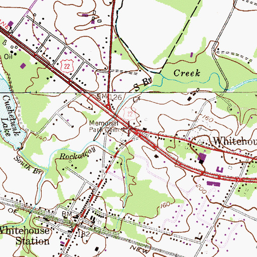 Topographic Map of Memorial Park Cemetery, NJ