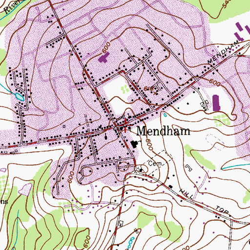 Topographic Map of Mendham, NJ