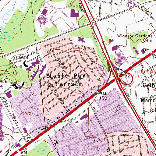 Topographic Map of Menlo Park Terrace, NJ