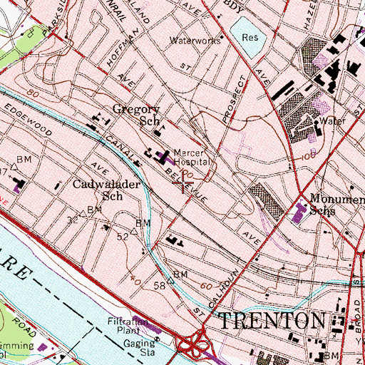 Topographic Map of Capital Health System Medical Center Mercer Campus, NJ