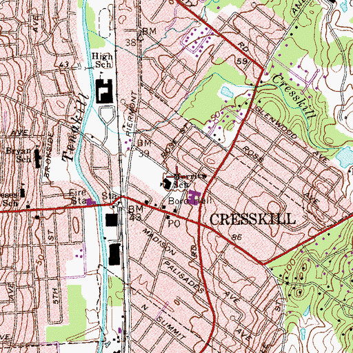 Topographic Map of Merritt Memorial Elementary School, NJ