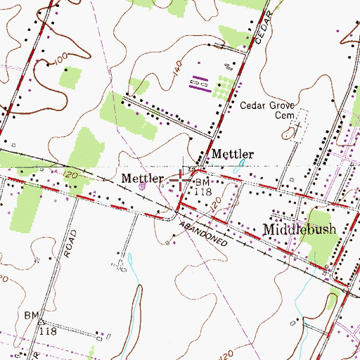 Topographic Map of Mettler, NJ