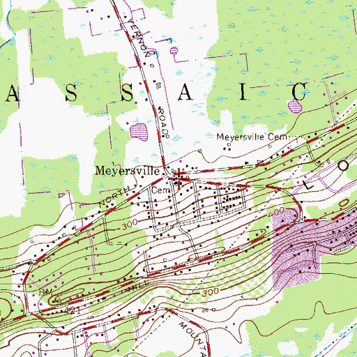 Topographic Map of Meyersville, NJ