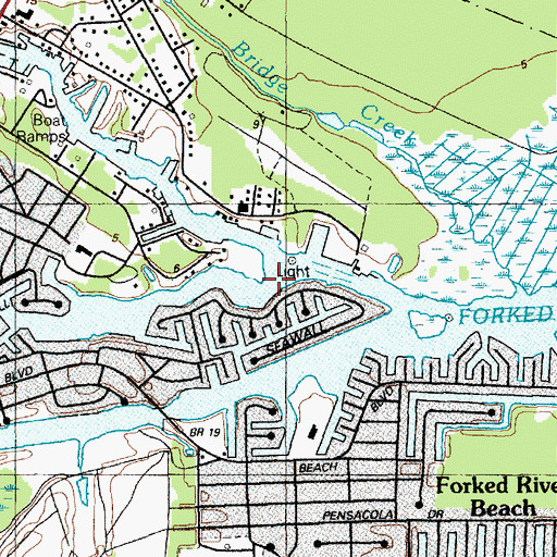 Topographic Map of Middle Branch Forked River, NJ