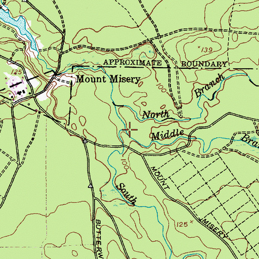 Topographic Map of Middle Branch Mount Misery Brook, NJ