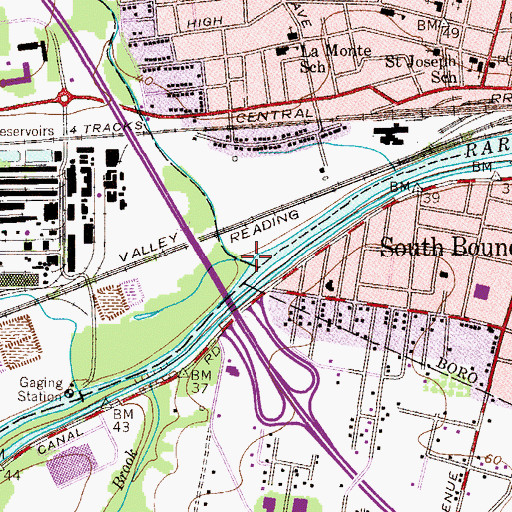 Topographic Map of Middle Brook, NJ