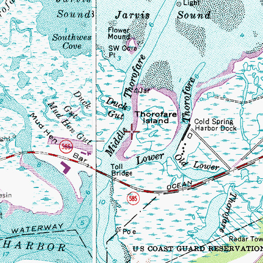 Topographic Map of Middle Thorofare, NJ