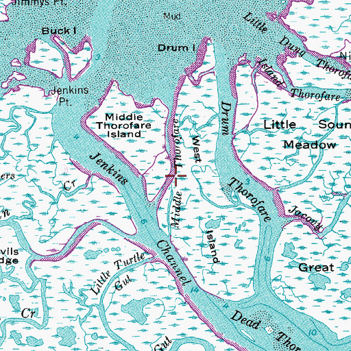 Topographic Map of Middle Thorofare, NJ