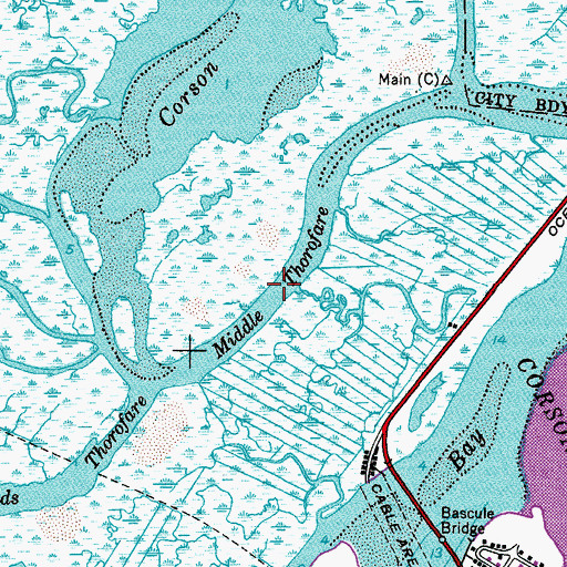 Topographic Map of Middle Thorofare, NJ