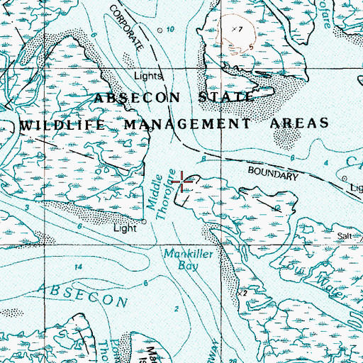 Topographic Map of Middle Thorofare, NJ
