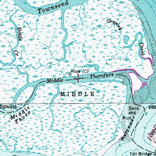 Topographic Map of Middle Thorofare, NJ