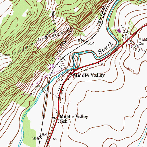 Topographic Map of Middle Valley, NJ