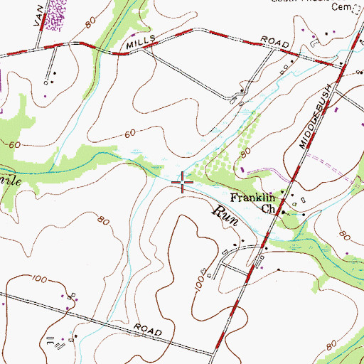 Topographic Map of Middlebush Brook, NJ