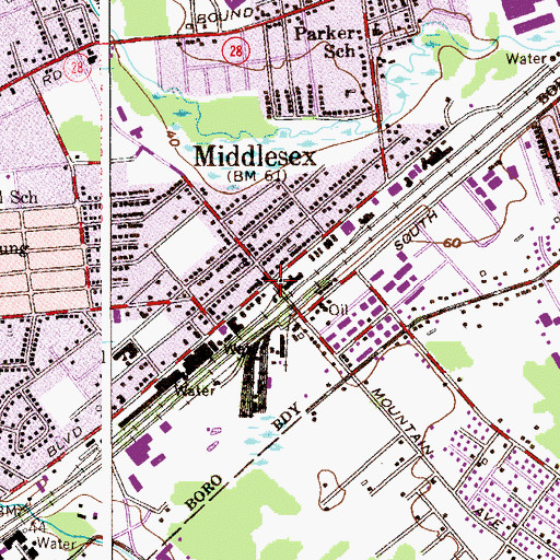 Topographic Map of Middlesex, NJ