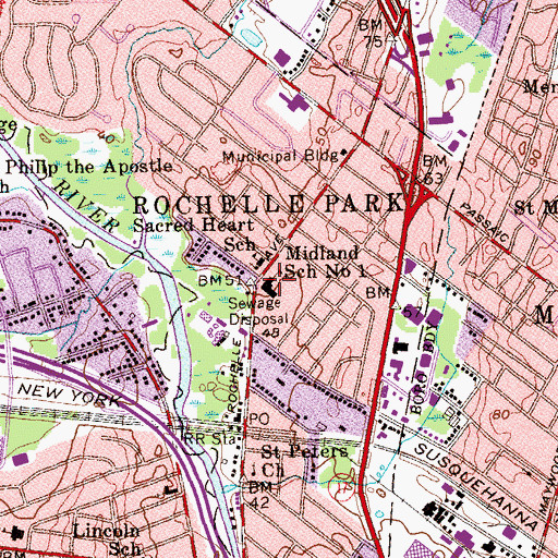 Topographic Map of Midland Elementary School Number 1, NJ