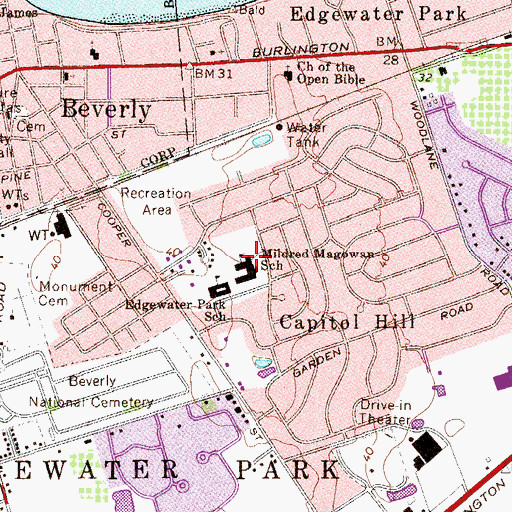 Topographic Map of Magowan Elementary School, NJ